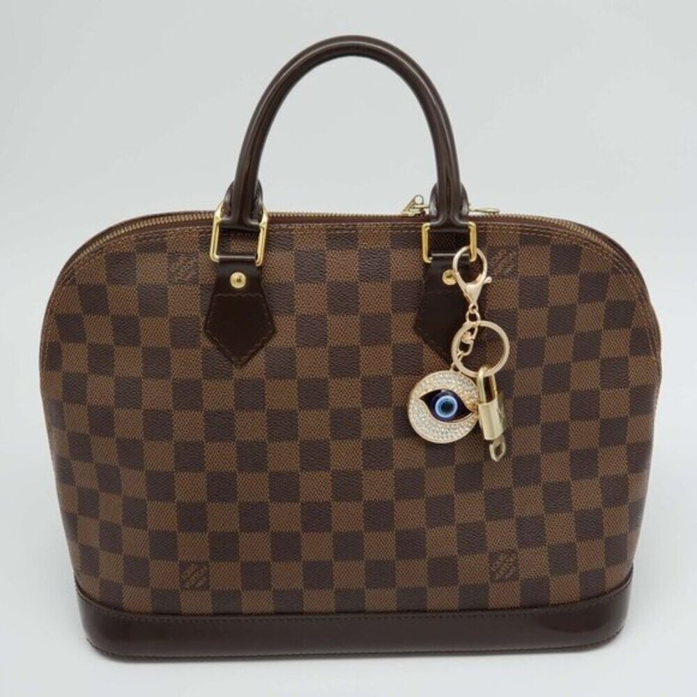 LV Gold Padlock & Key 🔒 Authentic Louis Vuitton Bag Unbranded Evil Eye Charm - Picture 2 of 7